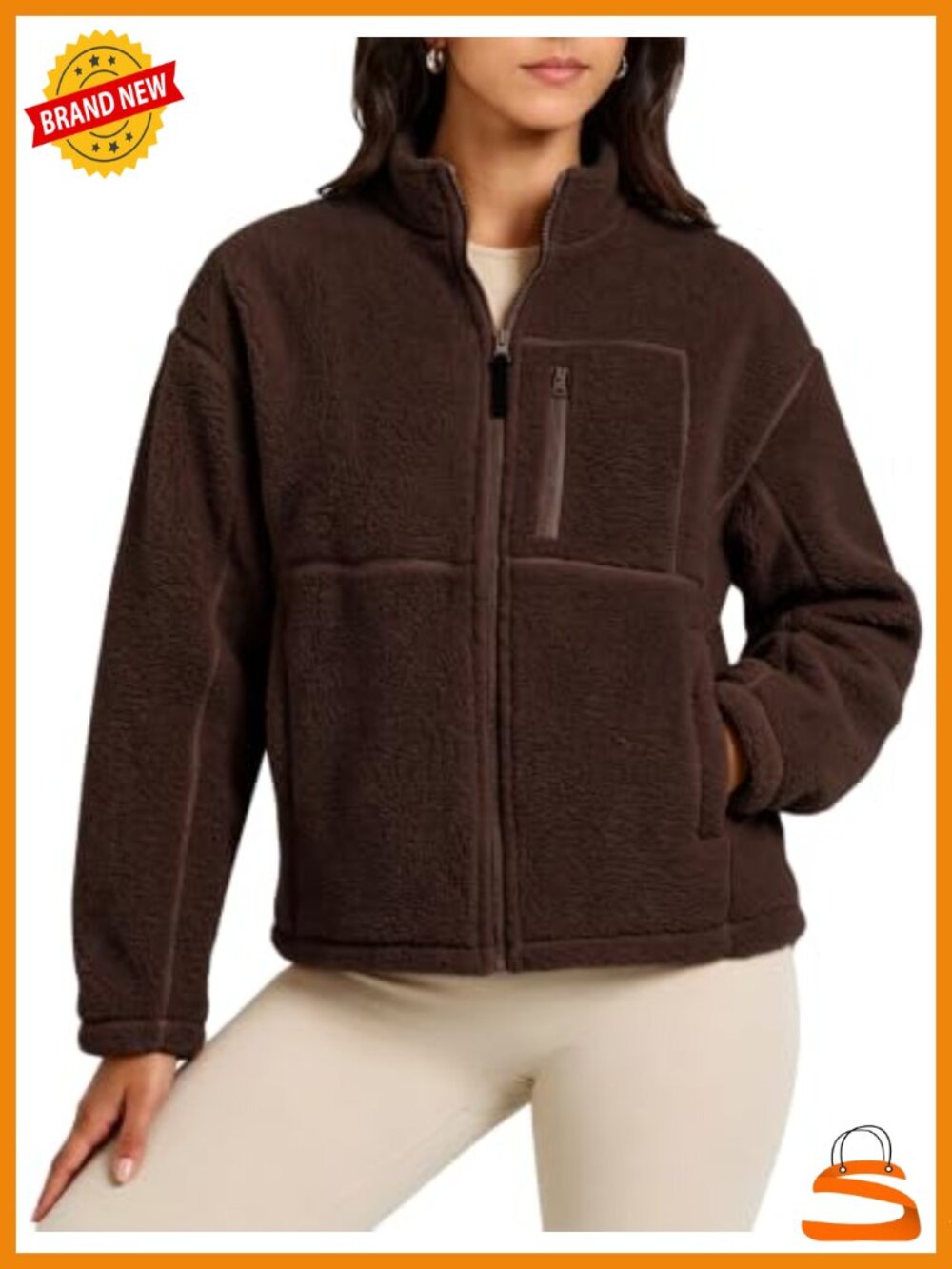 Women's Fleece Jacket Full Zip Stand Collar Sherpa Warm Coat
